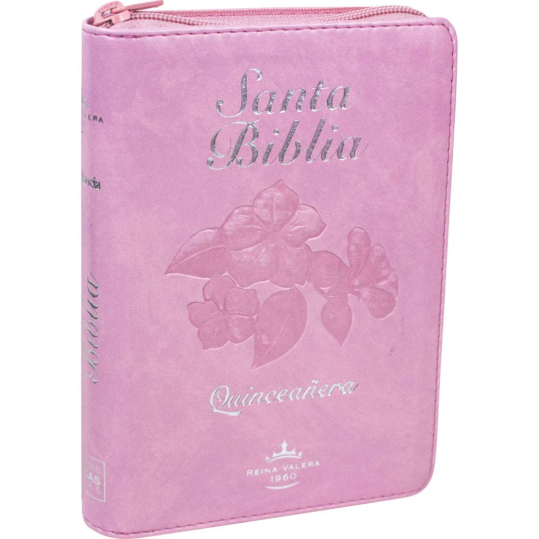 Biblia Quinceañera RVR60, Tapa en imitación cuero rosa noble, ziper, indice, con Concordancia y Fuente de Bendiciones. (Spanish Edition) Leather Bound