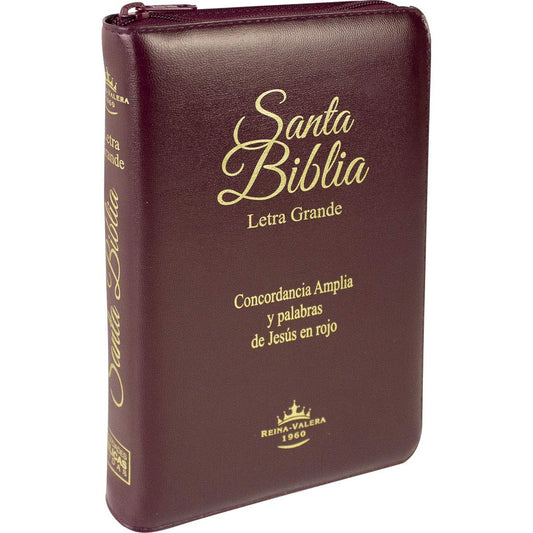 Biblia Letra Grande Concordancia Amplia RVR1960, manual, con cierre tapa alcochada vino con índice. (Spanish Edition)