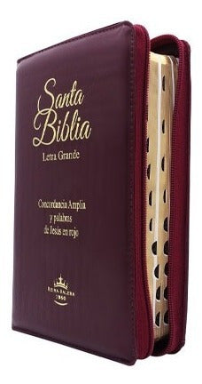 Biblia Letra Grande Concordancia Amplia RVR1960, manual, con cierre tapa alcochada vino con índice. (Spanish Edition)